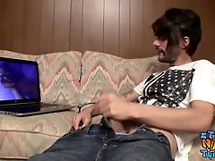 Skinny Straight Thug Jerks Off While Watching Internet Porn