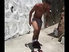 Teen Boy pulls off his shorts to do sexy dance in his underwear.