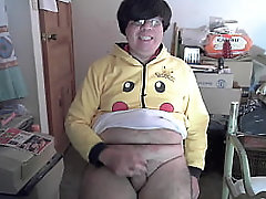 Horny otaku emo shows his tiny penis