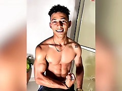 Hot Latino stud Marcus Brown flexes his ripped muscles
