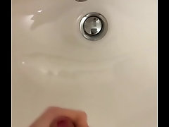 POV Young twink jerks off into the sink