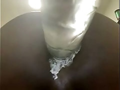 Creamy Gay Black Anal in a white thong