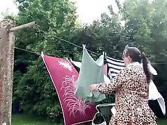 In an outfit with a little leopard print dress to go get my laundry.