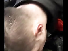 Leather Biker blowjob Military Man