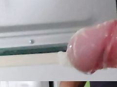 Feeling of orgasm in a condom. Cum in slowmo.