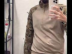 Military showing big cock and jerking off