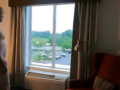 Nude Jon Scarecrow Masturbation in Front of Open Hotel Window