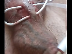 I put the headphone plug in my urethra and in my big cock piercing holes. And I cum like crazy twice.