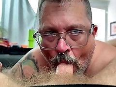 Swallow cum chubby bear, hairy mature men suck, gay bear swallows