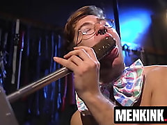 Ari is a bad Easter bunny. He decides to indulge his hunger for getting fucked. He puts clover clamps on his nipples and positions the fucking machine