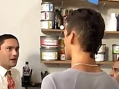 Three wild euro guys passionately going at it in a threesome