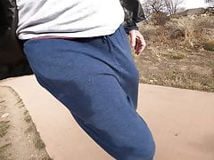 Thin pants bulge walking
