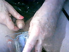 Dirty dogging slag Sarah smokes, wanks, drinks fat old dogger'_s cum, and own piss