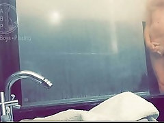 Pale white skin redhead flatmate caught pissing in the shower