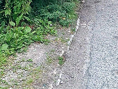 Wank and cum outdoors wearing a spandex bodysuit