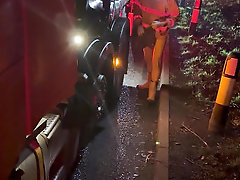 Horny trucker (me) strips naked in layby