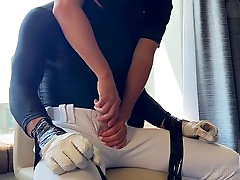 Bound and ball-gagged Asian submissive gets teased and edged