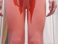 pissed in female leggings