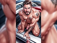 Hairy muscle men, dork, big beard