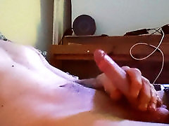 Relaxation after work, masturbation and orgasm on the chest and stomach.