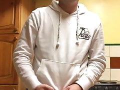 To horny to undress I cum on cam