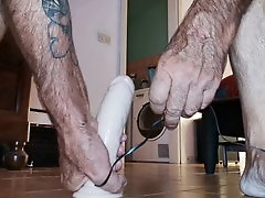 Gang rides 7 dildos close up