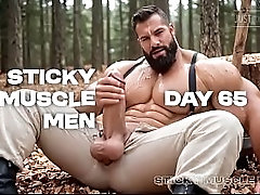 Sticky Muscle Men Day 65 Preview, AI-Generated Muscle Guys, Big Dicks, Big Cum Loads