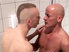 Intense and wild bathroom sex session with inexperienced German hunk Ben Armstrong