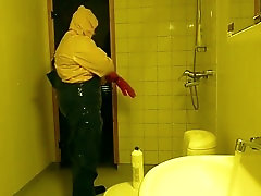 gay man in pvc rainwear