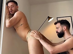 Unshaved guy goes to town on an adorable bottom in a wild three-way