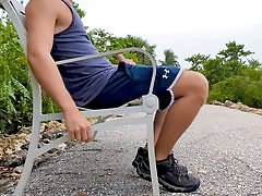 Gay outside, wet, show off