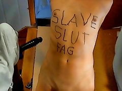 naked slave body writing exposed tied up fucks himself