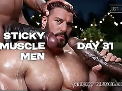 Sticky Muscle Men Day 31 Preview, AI-Generated Muscle Guys, Big Dicks, Big Cum Loads