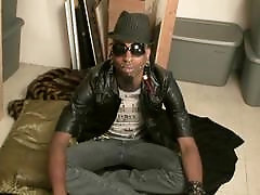 Tattooed Penny empties huge cock during job interview