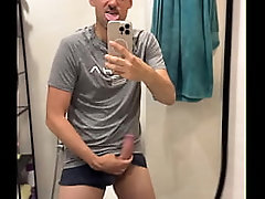 bisex fella showing off big cock and busting a huge load