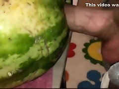 Russian gay man fucks human mouth and watermelon
