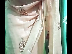 Indian Gay Crossdresser Bottom crossdressing in silky saree with heavy jwellery real homemade sex