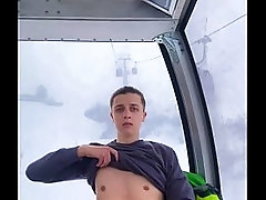 Twink Masturbates in Ski Gondola