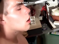 Homosexual thug smokes and plays with a penis pump solo