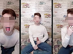 Teen boy jerks off and swallows cum