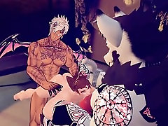 Two muscular guys have fun with a twink in VR