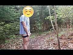 Undressing to completely nude in the forest (no cum)