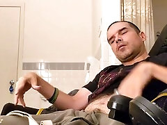 Bathroom, penis masturbation, jacking