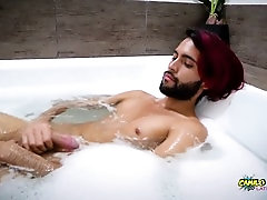 Latino twink, gay vibrator, jerked