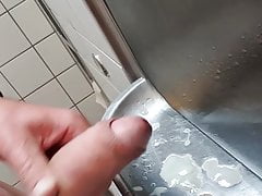 Cum on public toilet