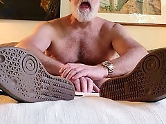 Master undresses his Sambas and teases you with his smelly socked feet