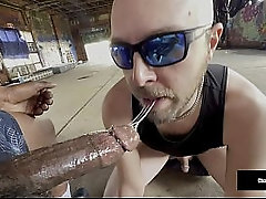 Caught him jerking off and made him suck my big black cock