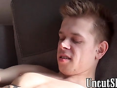 Dirty Eastern European Twink Axel Wanks His Uncut Boner Solo