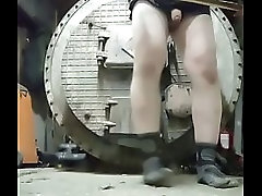 This gay guy got bored just jerking off his little dick while sitting on the dirty floor.So he decided to stick a wooden stick up his ass!)))))