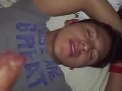 Slave Twink Face shot and eat cum